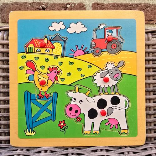 Nieuwstaat! Inlegpuzzel / puzzel boerderij - hout, Kinderen en Baby's, Speelgoed | Kinderpuzzels, Zo goed als nieuw, Minder dan 10 stukjes