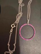 9 karaat witgouden ketting met spinel diamanten hanger 9k, Ophalen, Wit, Zo goed als nieuw, Met edelsteen