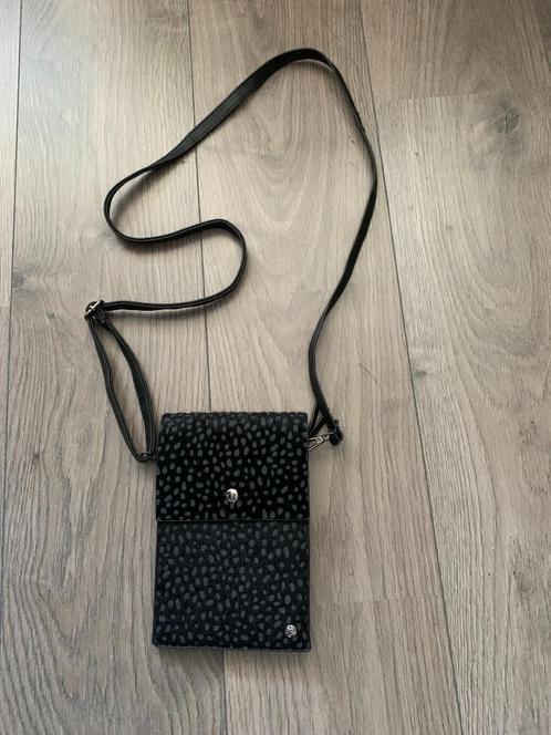 Zwarte schoudertas met cheeta print(nr.2 D1), Sieraden, Tassen en Uiterlijk, Tassen | Damestassen, Gebruikt, Schoudertasje, Zwart