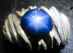 Antiek stersaffier ca 5 karaat zilver 925 ring circa 1960, Ophalen, Gebruikt, 20 of groter, Blauw