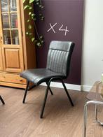 4 lederen eetkamerstoelen met metalen frame - Goossens, Huis en Inrichting, Ophalen, Gebruikt, Bruin, Leer