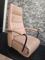 Prominent relaxfauteuil draai stoel leer creme, Huis en Inrichting, Fauteuils, Minder dan 75 cm, Leer, Ophalen of Verzenden, Zo goed als nieuw