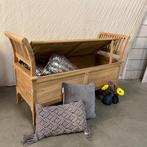 Kist Bankje met klep - massief teak - 141 cm breed-TTM Wonen, Huis en Inrichting, 100 tot 150 cm, Www.ttmwonen.nl, Www.ttmwonen.nl