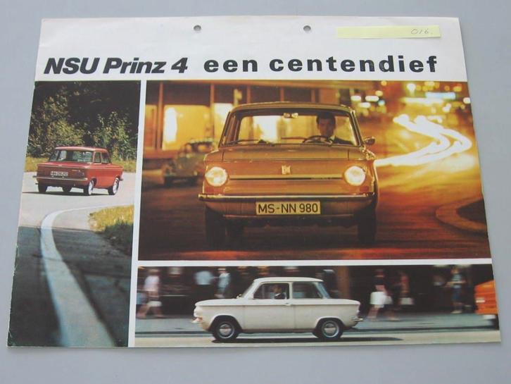 NSU 016 NSU Prinz 4 een centendief. folder, Boeken, Auto's | Folders en Tijdschriften, Zo goed als nieuw, Overige merken, Ophalen of Verzenden