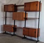 Vintage Italiaans design wandmeubel wandsysteem retro teak, Huis en Inrichting, Ophalen, Gebruikt