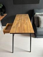 Bureau. Hout met zwart. 125cmx50cm, Huis en Inrichting, Tafels | Eettafels, Ophalen, Zo goed als nieuw, Rechthoekig, 50 tot 100 cm