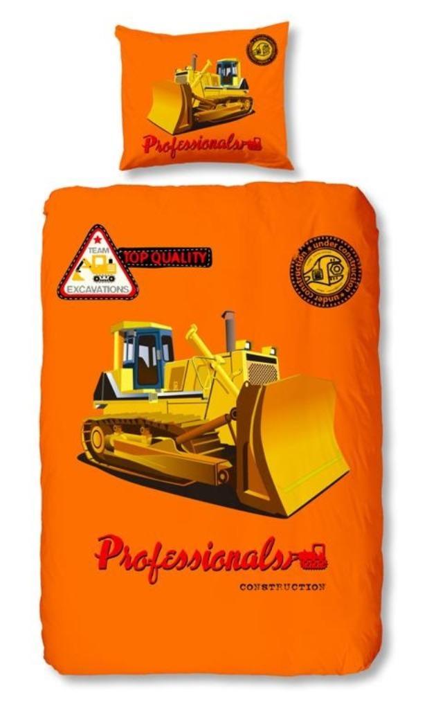 Bulldozer dekbedovertrek kinderkamer, bouw, | Muurdeco4kids, Huis en Inrichting, Slaapkamer | Beddengoed, Nieuw, Dekbedovertrek