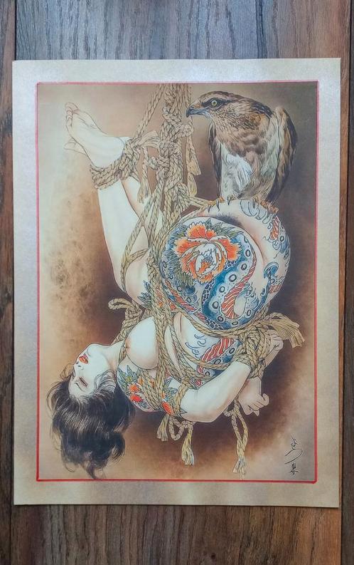 Japanse shunga erotische prent kunst op stevig papier Nr 2, Antiek en Kunst, Kunst | Niet-Westerse kunst, Ophalen of Verzenden