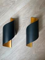 2 moderne wandlampjes zwart/goud, Ophalen of Verzenden, Nieuw, Metaal, Modern