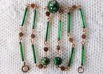 Ketting Heldergroene Glaspijpjes en Millefiori Kralen, Sieraden, Tassen en Uiterlijk, Antieke sieraden, Ophalen of Verzenden, Overige materialen