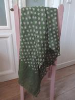 Vintage! Prachtige sjaal doek India wol groen polkadot, Huis en Inrichting, Woonaccessoires | Plaids en Woondekens, Ophalen of Verzenden