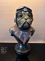 Piloot buldog buste steampunk goudkleurig beeld, Verzamelen, Beelden en Beeldjes, Ophalen of Verzenden, Nieuw, Dier