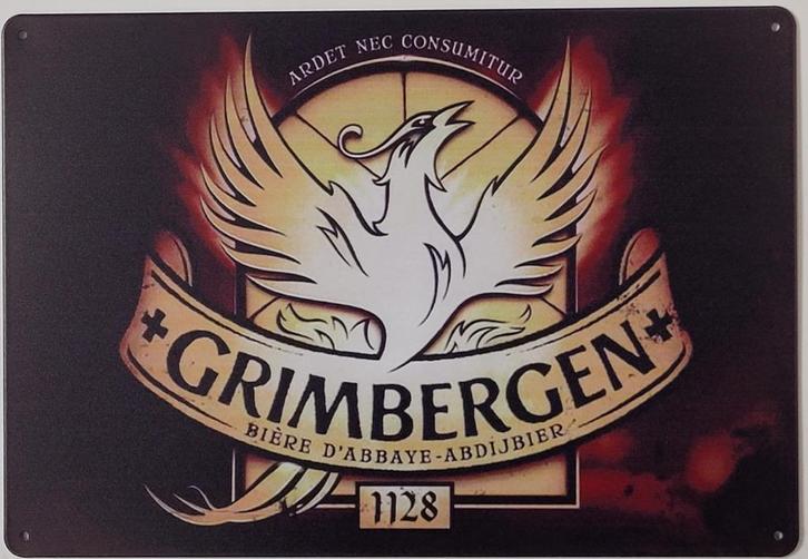 Grimbergen bier logo reclamebord van metaal wandbord deco, Verzamelen, Biermerken, Nieuw, Reclamebord, Plaat of Schild, Amstel