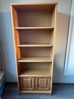 boekenkast massief eiken met kastje onder, Ophalen, Met deur(en), Eikenhout, 50 tot 100 cm