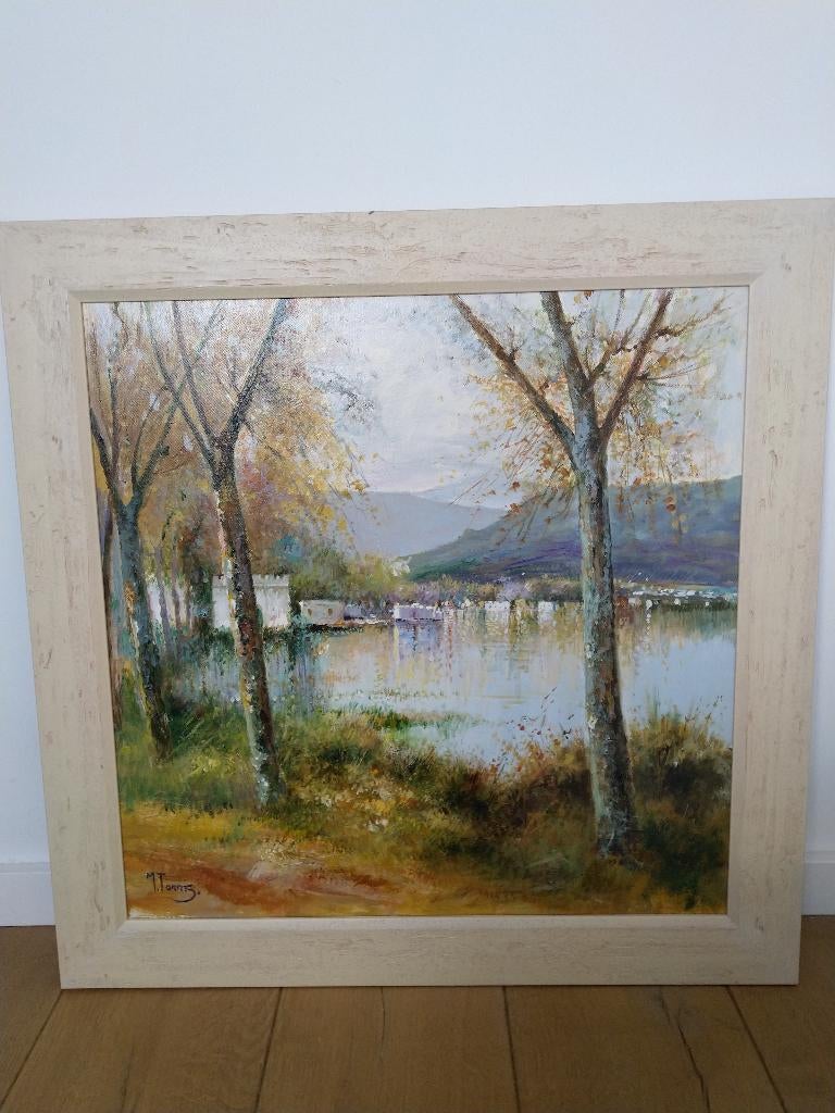 Schilderij "Het Meer van Banyolas" (regio Catalonie), Antiek en Kunst, Kunst | Schilderijen | Klassiek, Ophalen of Verzenden