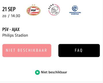 Gezocht PSV - AJAX 2/3/4 tickets! beschikbaar voor biedingen
