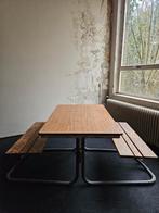 Eetzaaltafel van voor 1970, Huis en Inrichting, Stoelen, Ophalen, Gebruikt, Mid century, Bruin