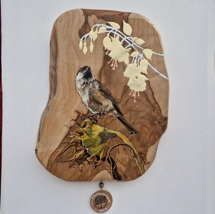 Mooie, sprekende houtkunst van Franse kunstenares, Antiek en Kunst, Kunst | Etsen en Gravures, Ophalen