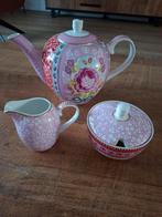 Studio Pip roze theepot,suikerpot,en roomkannetje, Antiek en Kunst, Antiek | Servies compleet, Ophalen of Verzenden