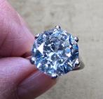 Zilveren ring met grote facet geslepen steen, Sieraden, Tassen en Uiterlijk, Ringen, Ophalen of Verzenden, Zo goed als nieuw, 17 tot 18