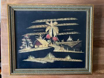 Schilderij gemaakt met stro wanddecoratie stro-schilderij beschikbaar voor biedingen