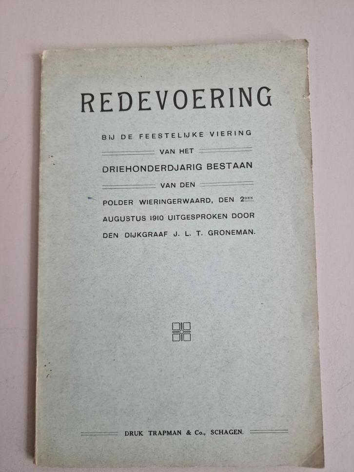 Redevoering polder  Wieringerwaard J.L.T. Groneman, Boeken, Geschiedenis | Vaderland, Gelezen, 20e eeuw of later, Ophalen of Verzenden