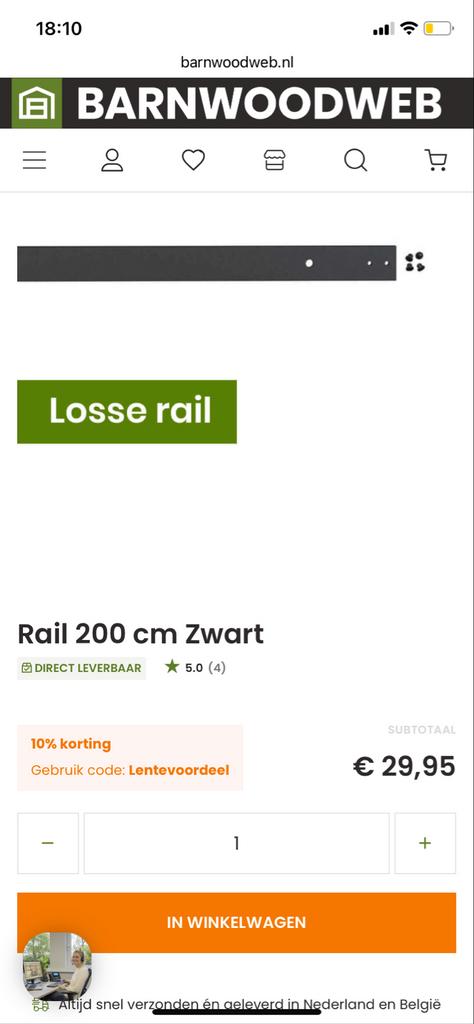 Nieuwe loftdeur rail - verkeerd ingemeten, Ophalen, Minder dan 80 cm, Binnendeur, Minder dan 200 cm