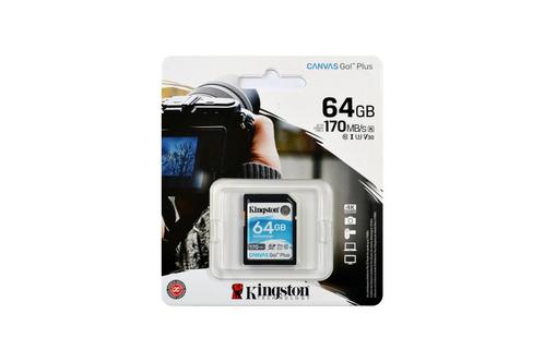 Kingston Canvas Go! Plus 64GB SDXC geheugenkaart, Audio, Tv en Foto, Fotografie | Geheugenkaarten, Nieuw, SDXC, 64 GB, Fotocamera