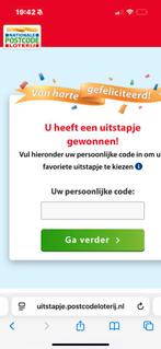 Dagje uit kaarten postcode loterij 8 stuks, Tickets en Kaartjes, Kortingen en Cadeaubonnen, Overige soorten, Overige typen