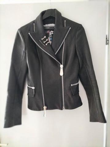 Zwarte leren jack Philipp Plein, maat M beschikbaar voor biedingen