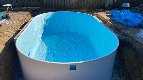 Stalen wand zwembad liner/folie ovaal 3.5 x 6.2 x 1.50m, Tuin en Terras, Zwembad-toebehoren, Zo goed als nieuw, Ophalen