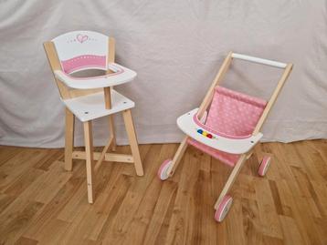 Hape set poppenwagen en poppenstoeltje beschikbaar voor biedingen