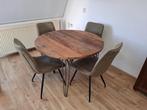 Ronde houten eettafel, Ophalen, Gebruikt, Rond, Vier personen