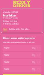 Roxy Dekker AFAS live 29-11 avond in ruil voor de middag, Tickets en Kaartjes, Drie personen of meer, Overige soorten, Overige typen