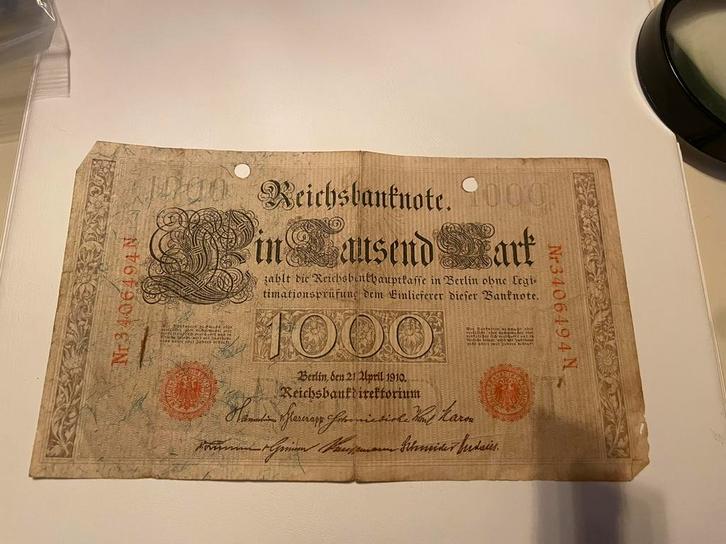 Reichsbanknote 1000, Postzegels en Munten, Bankbiljetten | Europa | Niet-Eurobiljetten, Duitsland, Ophalen of Verzenden