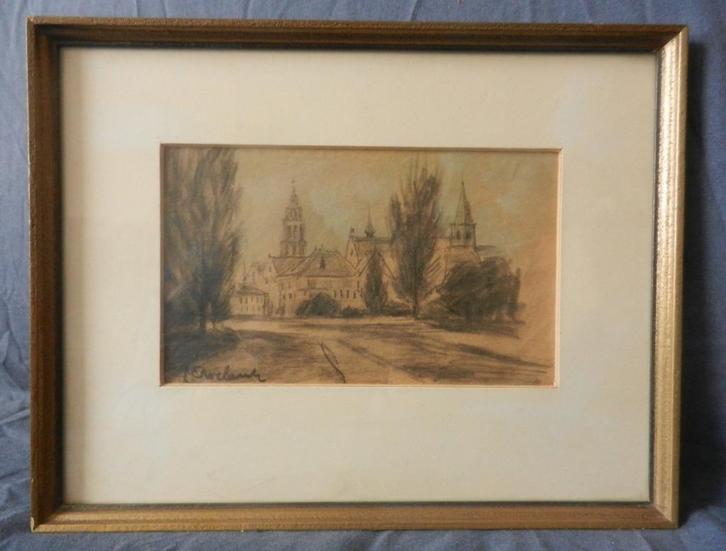 Tekening Gezicht op Arnhem(?) door JC Roelandse hxb: 11x18,5, Antiek en Kunst, Kunst | Tekeningen en Foto's, Ophalen of Verzenden