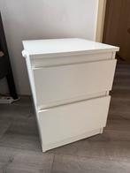 Wit Nachtkastje met 2 Lades, Minder dan 45 cm, Ophalen of Verzenden, Zo goed als nieuw, Minder dan 55 cm