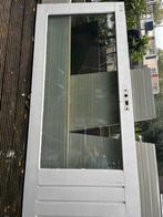 Massief houten buitendeur met glas - wit/grijs, Ophalen, Gebruikt, 80 tot 100 cm, Buitendeur