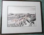 origineel grote aquarel van Jan Wiegers Groniger Ploeg, Antiek en Kunst, Kunst | Schilderijen | Klassiek, Ophalen of Verzenden