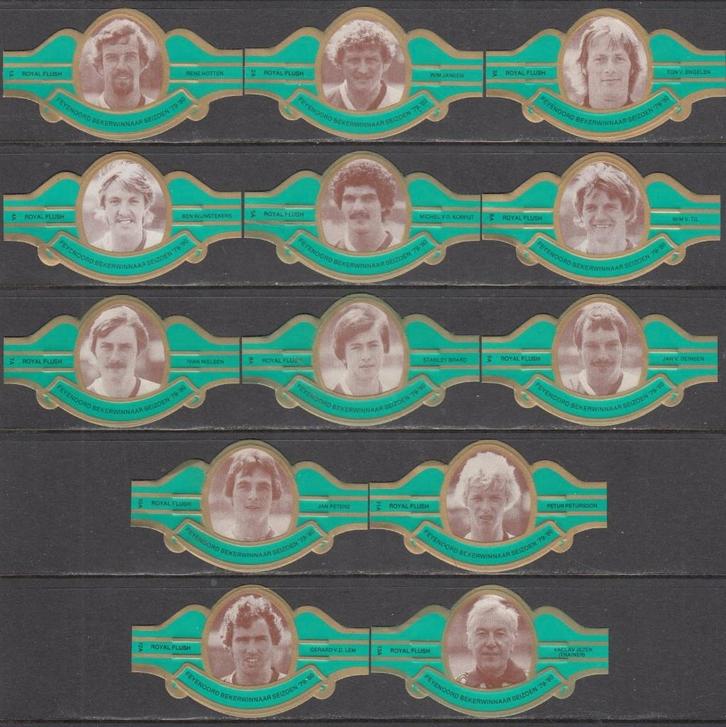 Sigarenbanden Feijenoord Bekerwinnaar '79-'80, R. Flush 1-13, Verzamelen, Rookartikelen, Aanstekers en Luciferdoosjes, Zo goed als nieuw