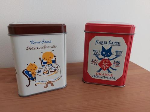 Vintage zeldzame theeblikjes Karel Capek, Verzamelen, Blikken, Zo goed als nieuw, Overige merken, Ophalen of Verzenden
