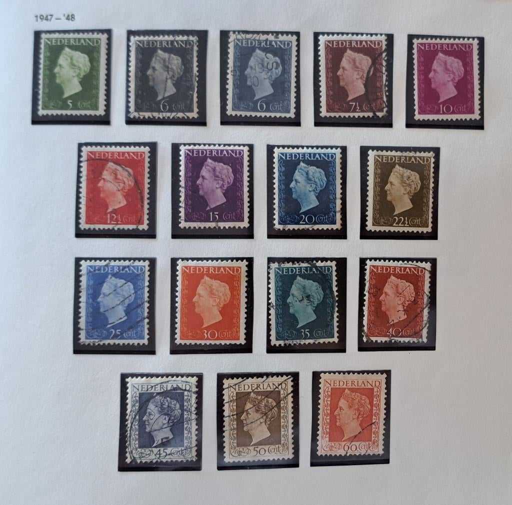 Nederland 1947 nvph 474/489 gest. (Davo), Ophalen of Verzenden, Na 1940, Gestempeld