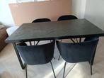 Eettafel en eetstoelen, Huis en Inrichting, Tafels | Eettafels, Ophalen, 50 tot 100 cm, Zo goed als nieuw, Metaal