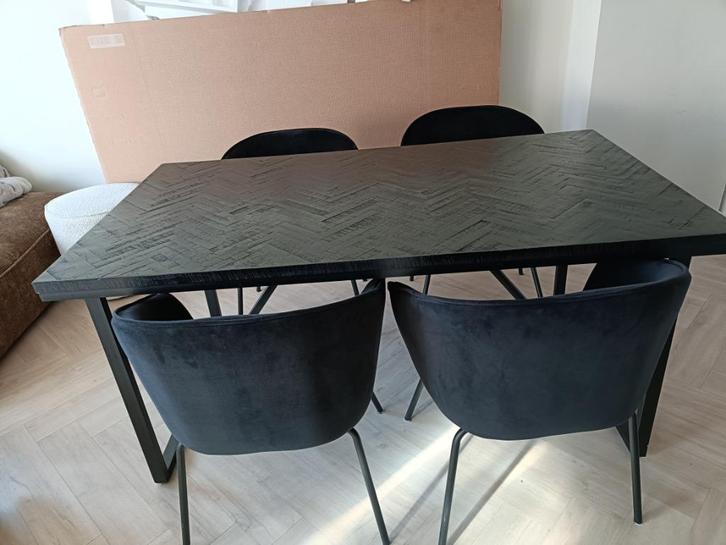 Eettafel en eetstoelen, Huis en Inrichting, Tafels | Eettafels, Zo goed als nieuw, 50 tot 100 cm, 150 tot 200 cm, Vier personen