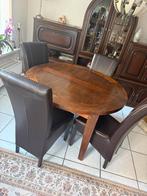 Uitschuifbare ronde tafel + 4 stoelen, Huis en Inrichting, Complete eetkamers, Ophalen of Verzenden, Gebruikt, 4 tot 6 stoelen