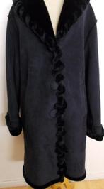 Zwarte lammycoat look jas v designer Edgar Vos (Boutique) XL, Zo goed als nieuw, Maat 46/48 (XL) of groter, Zwart, Verzenden