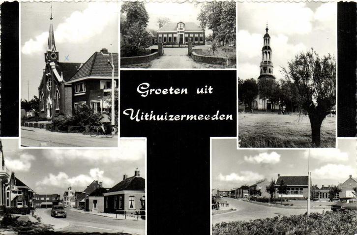 Groeten uit Uithuizermeeden - 5 afb dorp - 1972 gelopen, Verzamelen, Ansichtkaarten | Nederland, Gelopen, Noord-Brabant, 1960 tot 1980