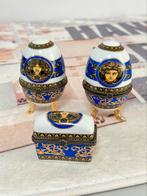 Fabergé ei eieren Versace Medusa SET blauw-wit faberge z/r, Antiek en Kunst, Ophalen of Verzenden