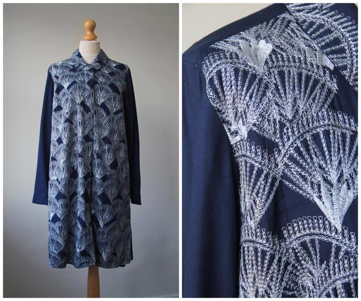 DiDi - mooie als nieuwe blouse jurk / blauw kant / maat M, Kleding | Dames, Jurken, Zo goed als nieuw, Maat 38/40 (M), Blauw, Boven de knie
