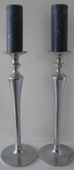 Kandelaar chroom 2 stuks 50 cm voor dinerkaarsen en rustieke, Huis en Inrichting, Woonaccessoires | Kandelaars en Kaarsen, 25 tot 50 cm